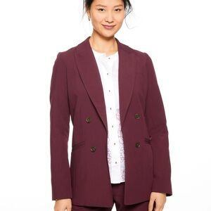 NWT Talbots Knit Blazer Size 16P Petite Rich Burgundy Open Front Stretch ~ $189